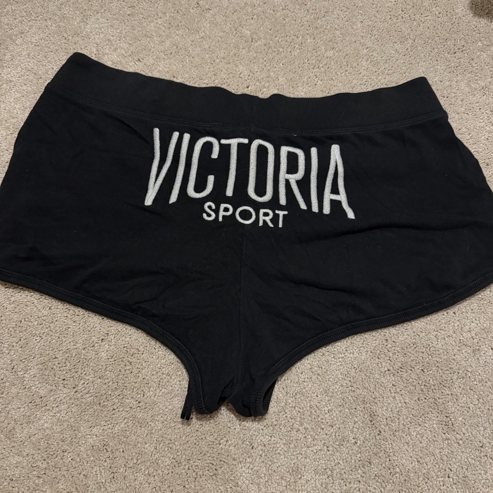 Victoria Sport Shorts Womens Black Logo Lounge Gym Athletic Sweat Shorts Large
